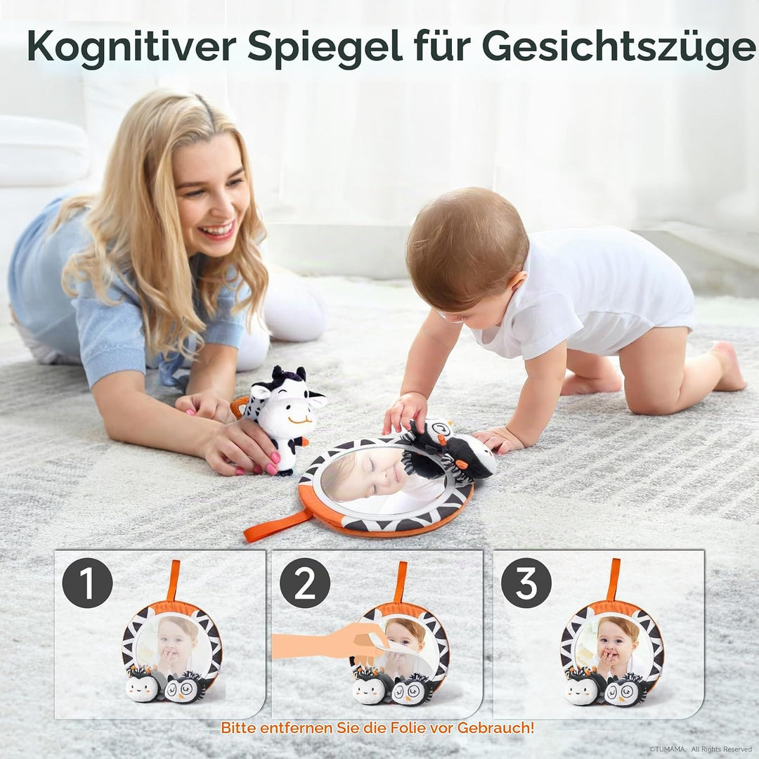 TUMAMA Kontrast Schwarz Weiss Baby Kinderwagen Spielzeug ab 0 2 3 4 6 8 9 Monate, 4pcs Kontrastbuch