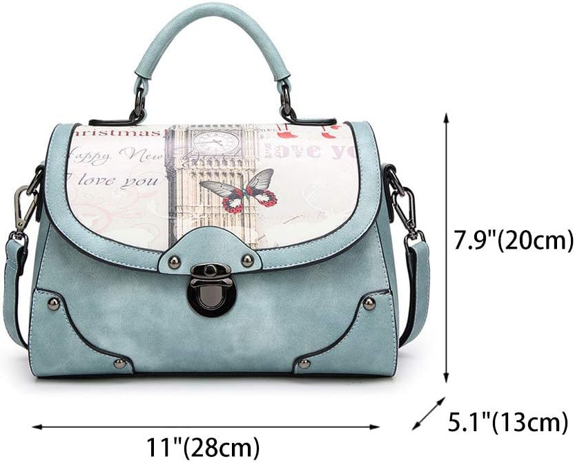 Damen Tasche Umhängetasche Handtasche Frauen Klein Schultertasche Weekender Lack PU Leder DE77101 Bl
