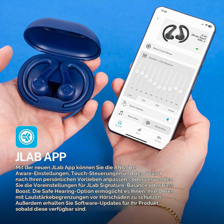 JLab JBuds Air Sport ANC 4 Kopfhörer In Ear, Sportkopfhörer Bluetooth, 60+ Std., Noise Cancelling Tr