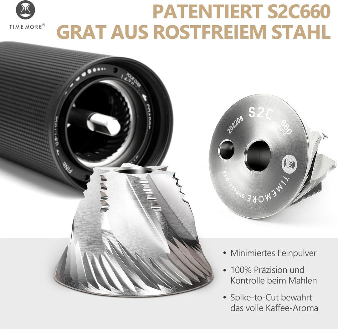 TIMEMORE Chestnut C3 ESP PRO, manuelle Kaffeemühle, Upgrade integriertes Ganzmetallgehäuse, Edelstah