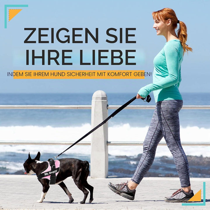 SUPER DOGGY Hundegeschirr personalisiert – Anti-Zug, reflektierend und sicher – Brustgeschirr für kl