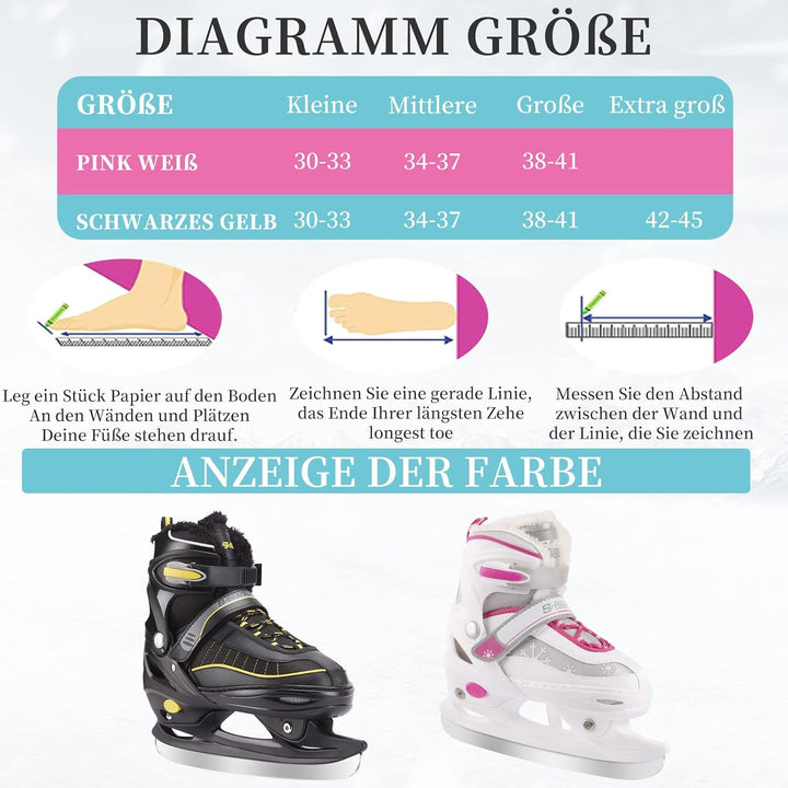Verstellbare Schlittschuhe, Eislauf Schuhe für Damen,Herren und Kinder mit Edelstahl Eislaufschuhe,S