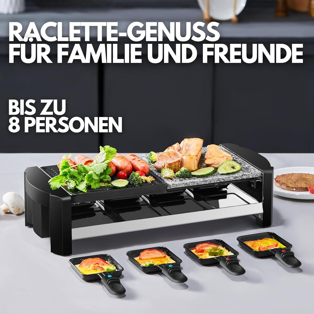 Raclette Grill | 8 Personen | Raclette Gerät | Raclettegrill | Party Grill | Elektro Grill | Tischgr
