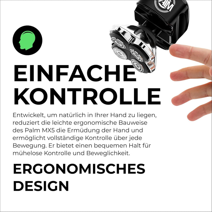 Skull Shaver Palm Pro MX5 Gesichts- & Kopfhaarrasierer - Kabellos, Wiederaufladbar, Nass & Trocken -
