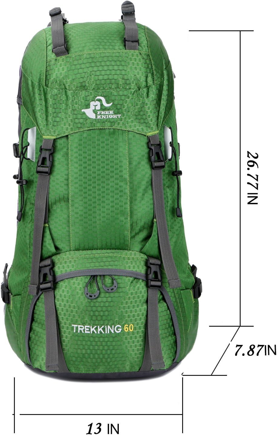 Bseash 60L Wasserdichter leichter Wanderrucksack mit Regenschutz, Outdoor Sport Tagesrucksack Multif