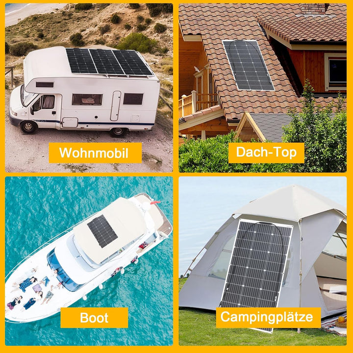 100W Solarmodul Flexibles Solarpanel Ideal für Inselanlagen Outdoor Aktivitäten 1pcs X 100W, 1pcs X