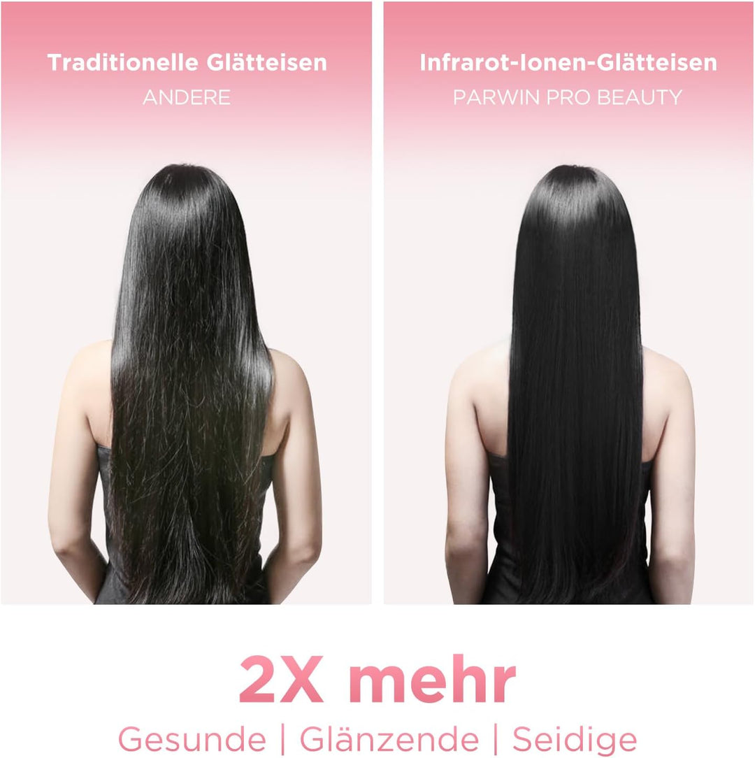 Infrarot-Ionen Haarglätter, PARWIN PRO BEAUTY 2 IN 1 Glätteisen Locken und Glätten, Infrarot- und Io
