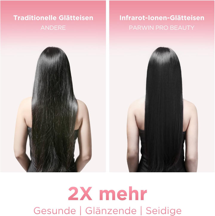 Infrarot-Ionen Haarglätter, PARWIN PRO BEAUTY 2 IN 1 Glätteisen Locken und Glätten, Infrarot- und Io