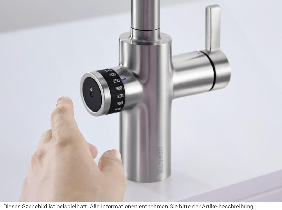 Blanco 525212 EVOL-S Volume Küchenarmatur mit Messbecherfunktion, 230 V, Chrom Hochdruck Hebel links