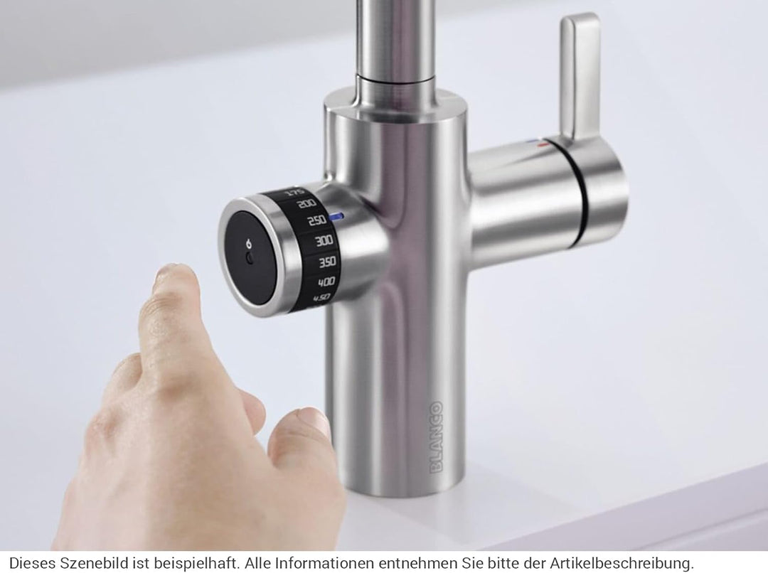 Blanco 525213 EVOL-S Volume Küchenarmatur mit Messbecherfunktion, 230 V, Edelstahl Finish UltraResis