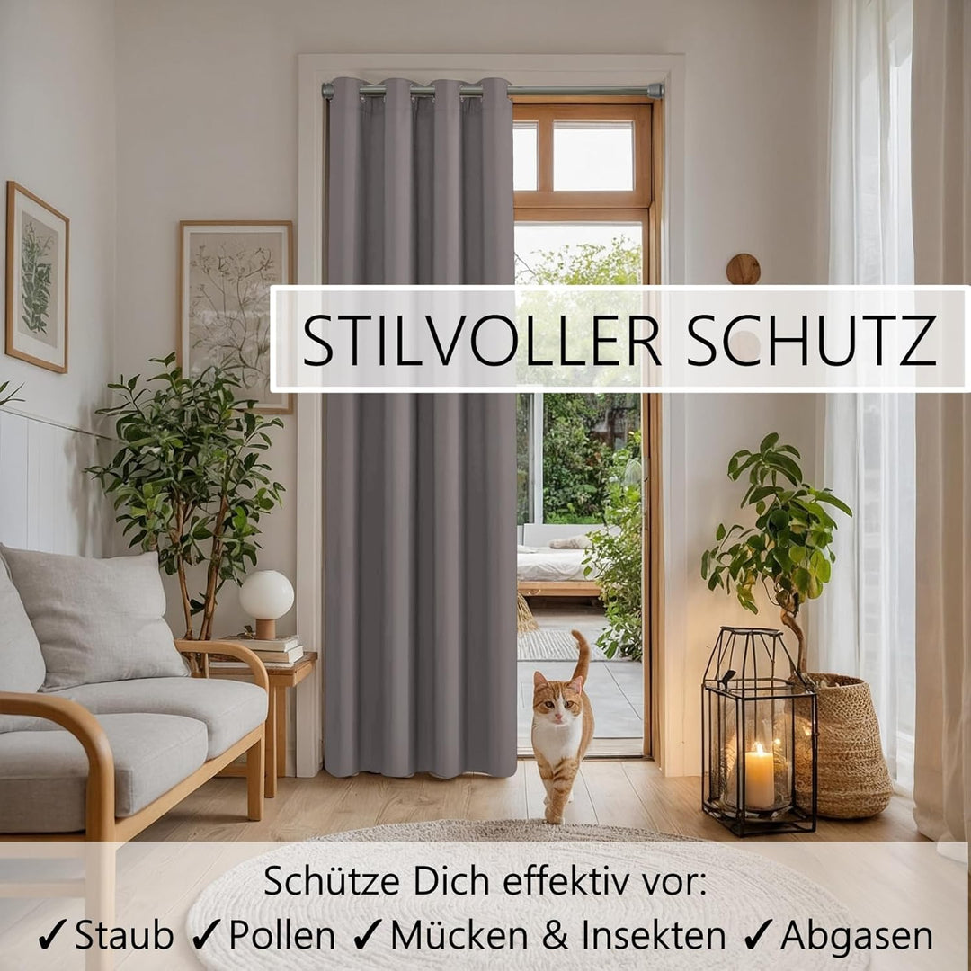 tinycurtains, Türvorhang mit Teleskopstange, einfache Montage in nur 1 Minute ohne Bohren (Türvorhan