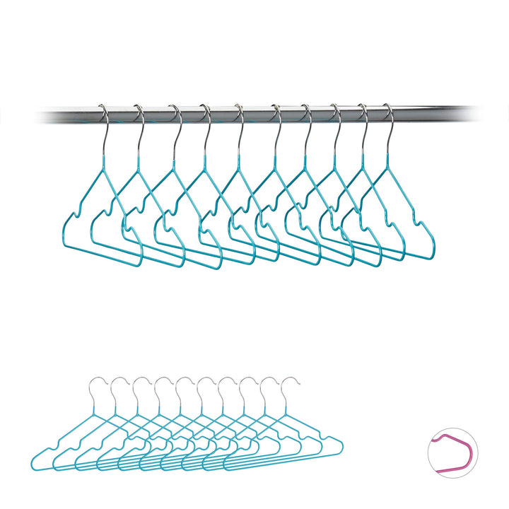 Relaxdays 40 x Kinderkleiderbügel, platzsparende Drahtbügel Jungen, Babybügel mit Kerben, PVC-beschi