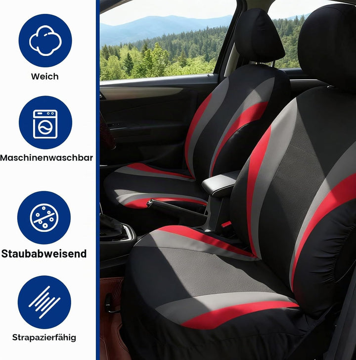 Autositzbezug Set für die Vordersitze, Atmungsaktive &amp; Bequeme Sitzbezüge für alle Jahreszeiten, uni