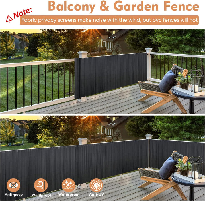 Sekey PVC Sichtschutzmatte 80x400cm Doppelte Verstärkung Innen, Balkon Sichtschutz mit Kabelbindern,