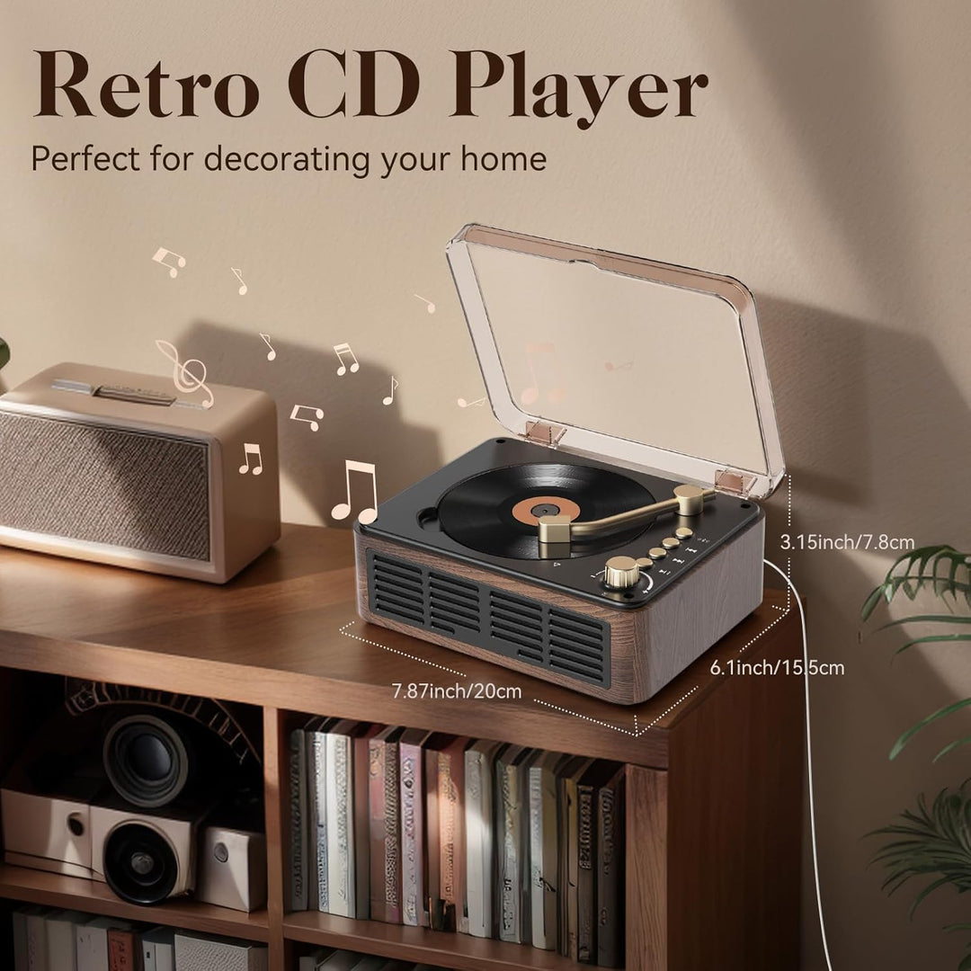 Gueray CD-Player mit Lautsprechern, HiFi-Stereo-Sound, Vintage-CD-Player, Bluetooth, für Zuhause, Re