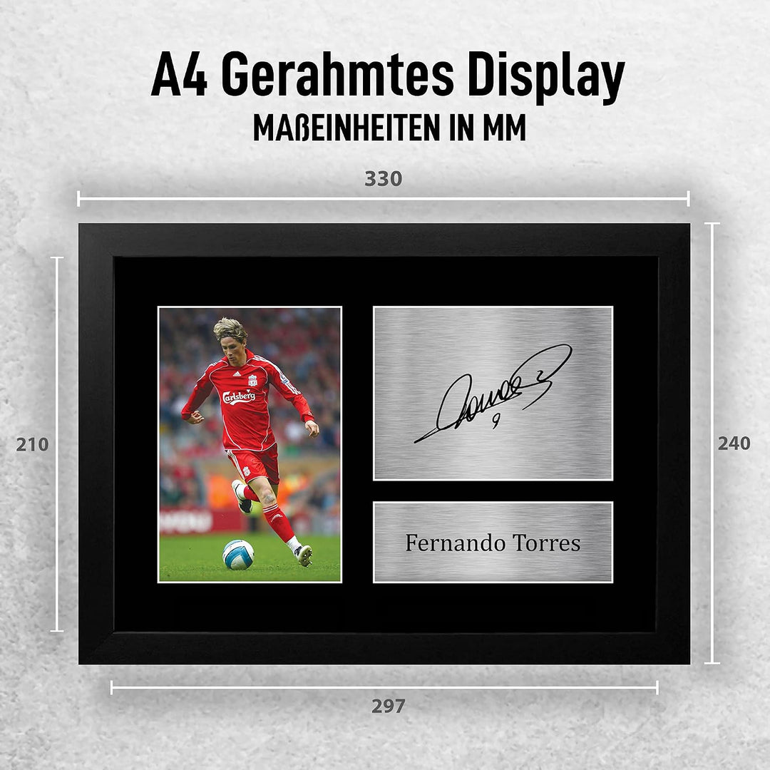 HWC Trading FR A4 Fernando Torres Liverpool Gifts gedrucktes Autogramm für Fans und Fans, A4 gerahmt