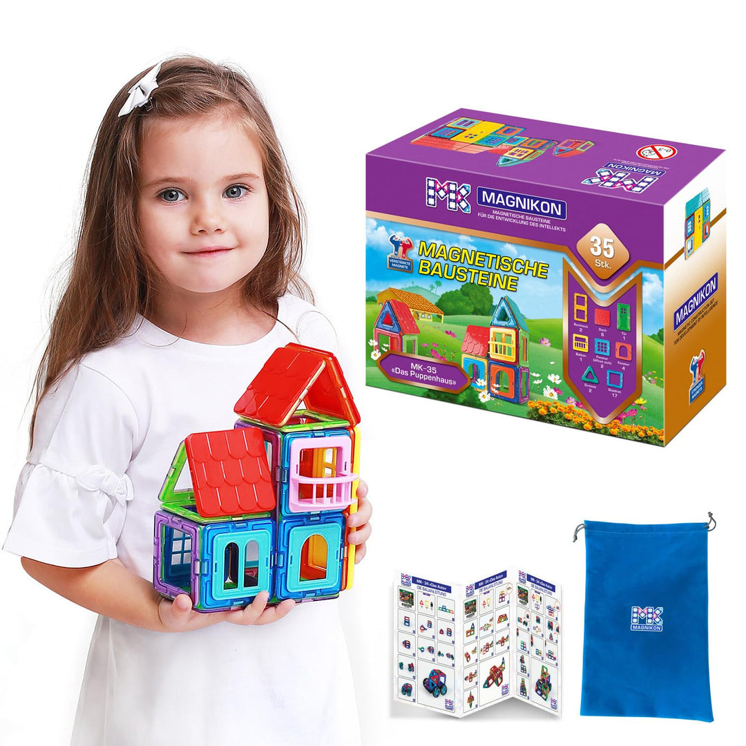 MAGNIKON Magnetische Bausteine 35, 84 Teile | Magnetbausteine | Kinderspielzeug ab 3 Jahre | Geschen