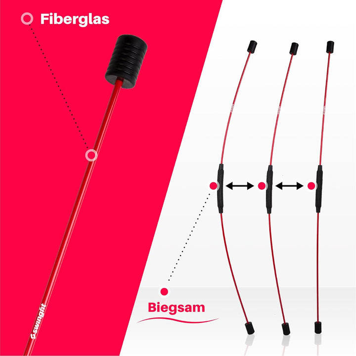 swingfit® Schwingstab inkl. praktischer Tasche & Rücken Trainingsplan - Swingstick für Tiefenmuskula