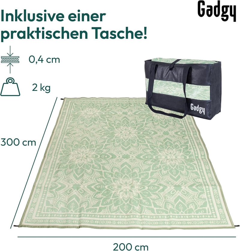 Gadgy Outdoor Teppich Wetterfest - Stylischer Balkon Teppich Wasserfest und UV-Beständig - Wendbarer