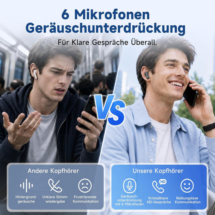 AOC Kopfhörer Kabellos Bluetooth 6.0 in Ear Kopfhörer Bluetooth 40 std | Bluetooth Kopfhörer mit 6 A