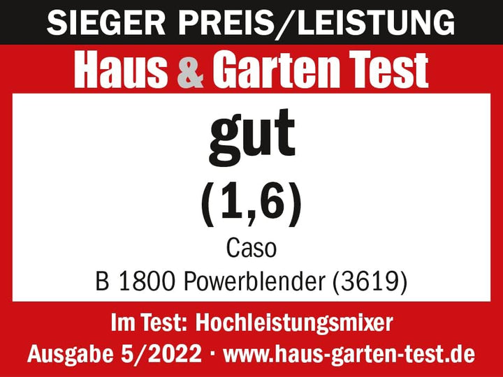 CASO B 1800 PowerBlender, Standmixer, Ideal für Milchshakes, Babybrei etc., 1800 Watt Motor, grosser