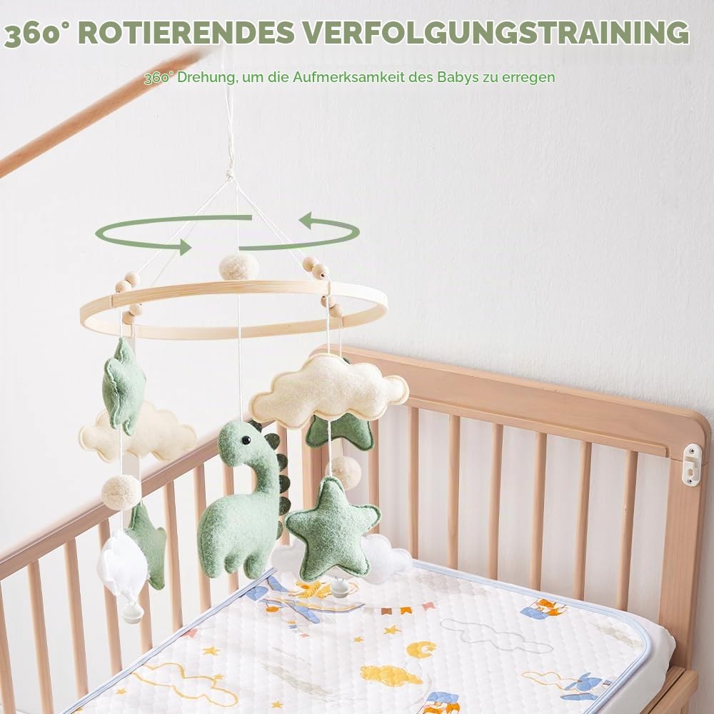 SGZIOO Mobile Baby Windspiele, Mobile Babybett Holz, Baby mobile für Bett, Babymobile mit Sternen, W