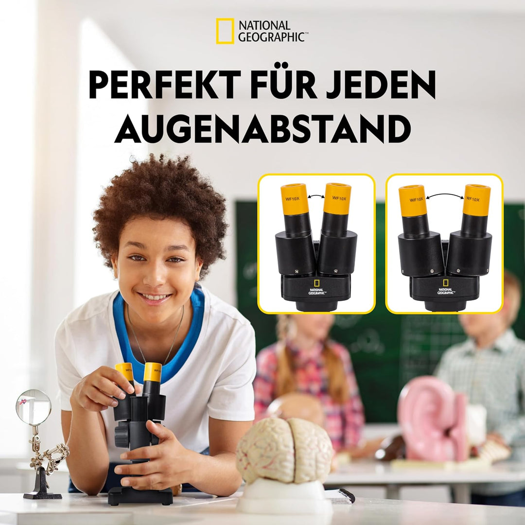 National Geographic Stereo 3D Mikroskop mit 20x Vergrösserung und Auflichtbeleuchtung für Kinder und