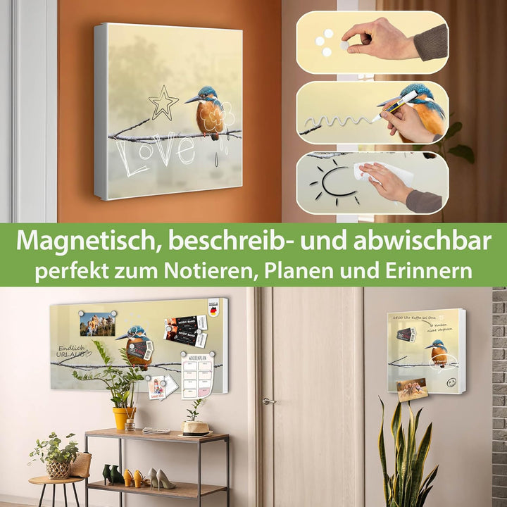 banjado® Grosser Schlüsselkasten Glas/Schlüsselbox 30cm x 30cm mit 50 Haken - Motiv Pause/Schlüsselk