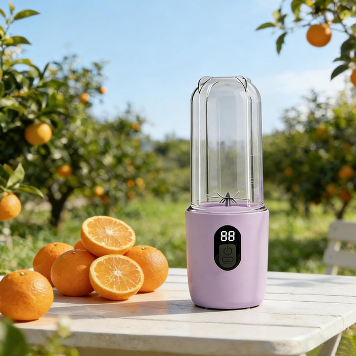 Tragbarer Mixer 500ML, Smoothie Maker to go mit Digitalanzeige & 16-Blatt Klingen Edelstahl, USB Auf