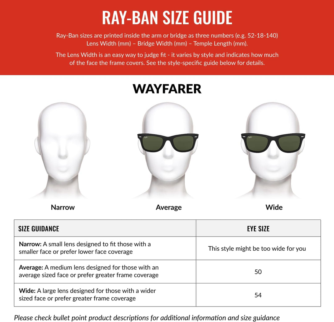 Ray-Ban RB2140 901 54 Rayban RB2140 901 54 Wayfarer Sonnenbrille 54, Schwarz