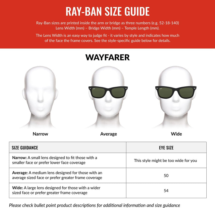 Ray-Ban RB2140 901 54 Rayban RB2140 901 54 Wayfarer Sonnenbrille 54, Schwarz