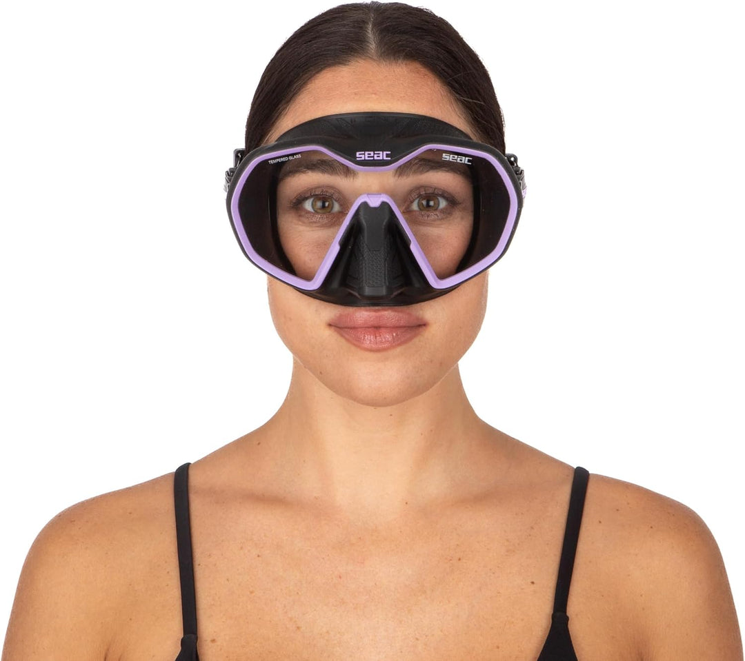 Seac Icona, rahmenlose Einglas-Tauchmaske, 100% Made in Italy schwarz/violett, schwarz/violett