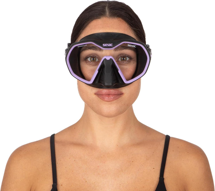 Seac Icona, rahmenlose Einglas-Tauchmaske, 100% Made in Italy schwarz/violett, schwarz/violett