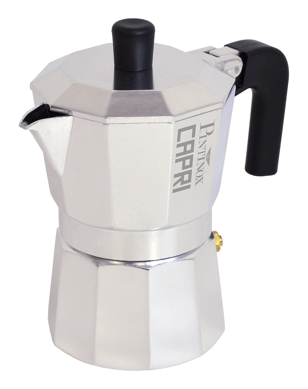 Pintinox Espressokocher, für 1 Tasse, Modell Capri, aus Aluminium, auslaufsichere Griffe und Formen