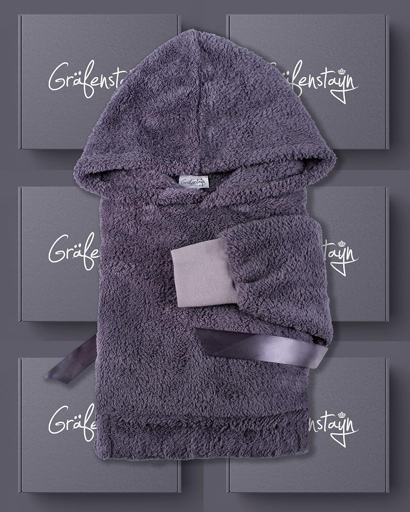 Gräfenstayn® Flauschige Sherpa Hoodie Decke mit Ärmeln & Kapuze - Öko-tex Standard 100 - tragbare Ku