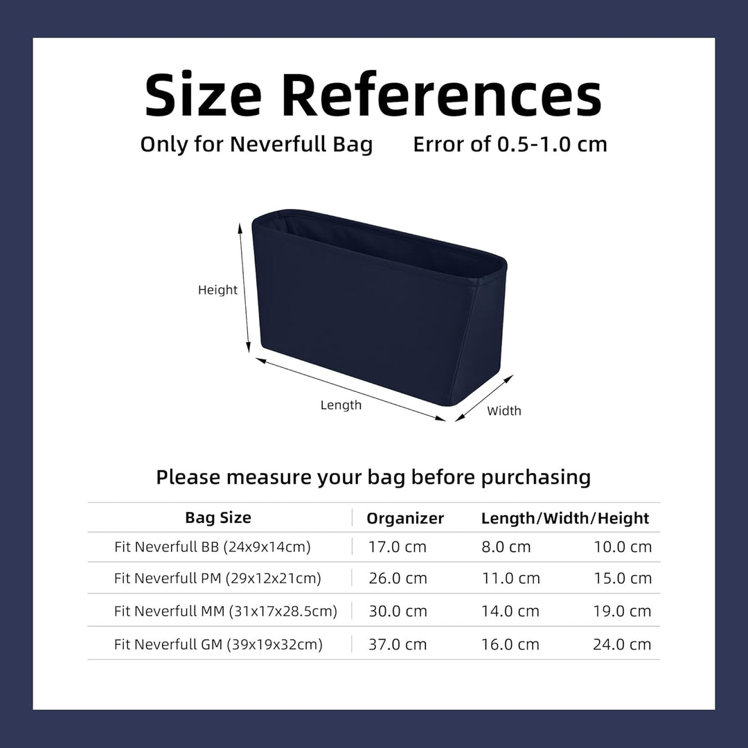 DGAZ Taschen Organizer Einsatz, Seide Innentasche für Neverfull PM/MM/GM, Leicht Taschenorganizer Sh