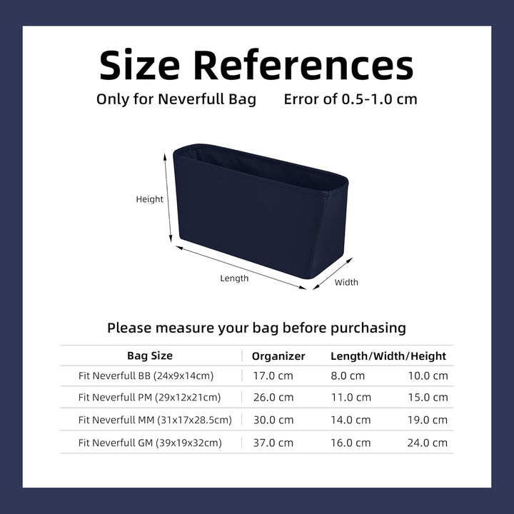 DGAZ Taschen Organizer Einsatz, Seide Innentasche für Neverfull PM/MM/GM, Leicht Taschenorganizer Sh