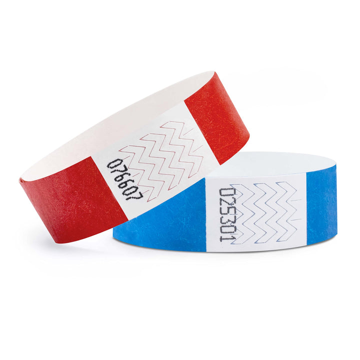 linie zwo ®, 1000 Stück Einlassbänder Tyvek ® 19 x 254 mm, Rot (500 Stück) + Blau (500 Stück) Rot +