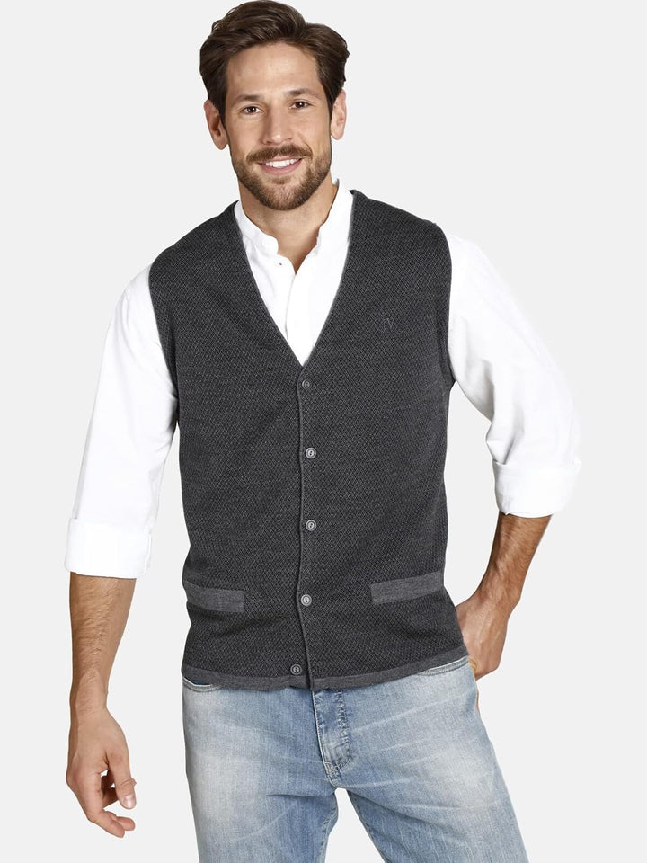 Jan Vanderstorm Herren Strickweste Tane, XL Grau