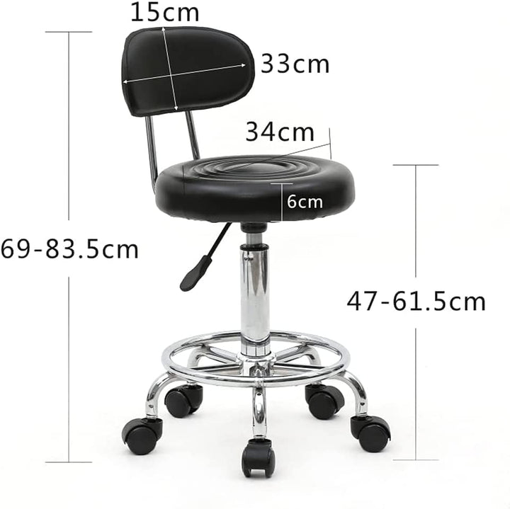 Ergonomischer Rollhocker mit Rückenlehne Arbeitshocker Drehhocker Rollhocker 360° drehbar Höhenverst