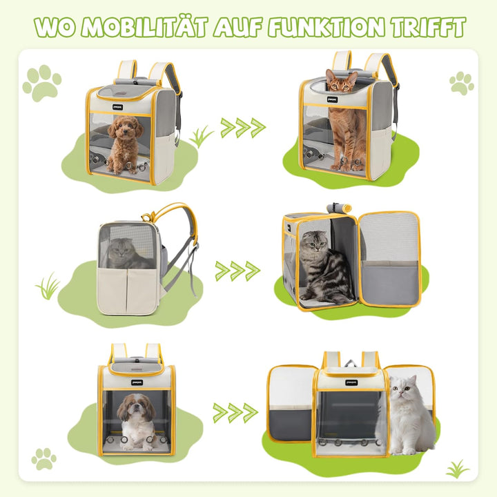 ALLSOPETS Katzenrucksack grosse Katzen, Faltbarer Hunde- und Katzen Rucksack, Atmungsaktive Tragetas