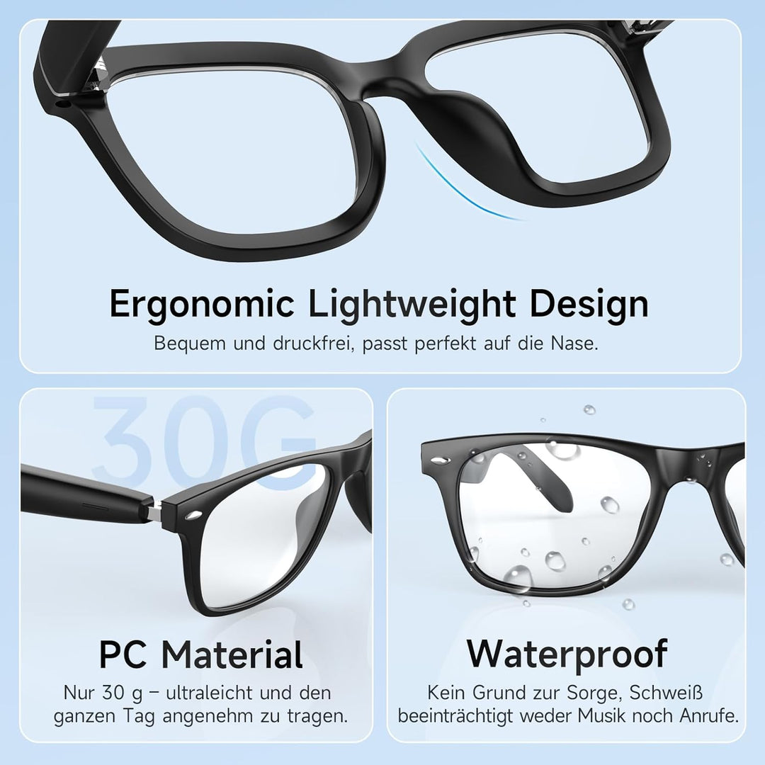 Smart Glasses Kopfhörer, Schutzbrille mit Bluetooth-Lautsprecher, UV-Schutz & Blaulichtfilter, Sprac