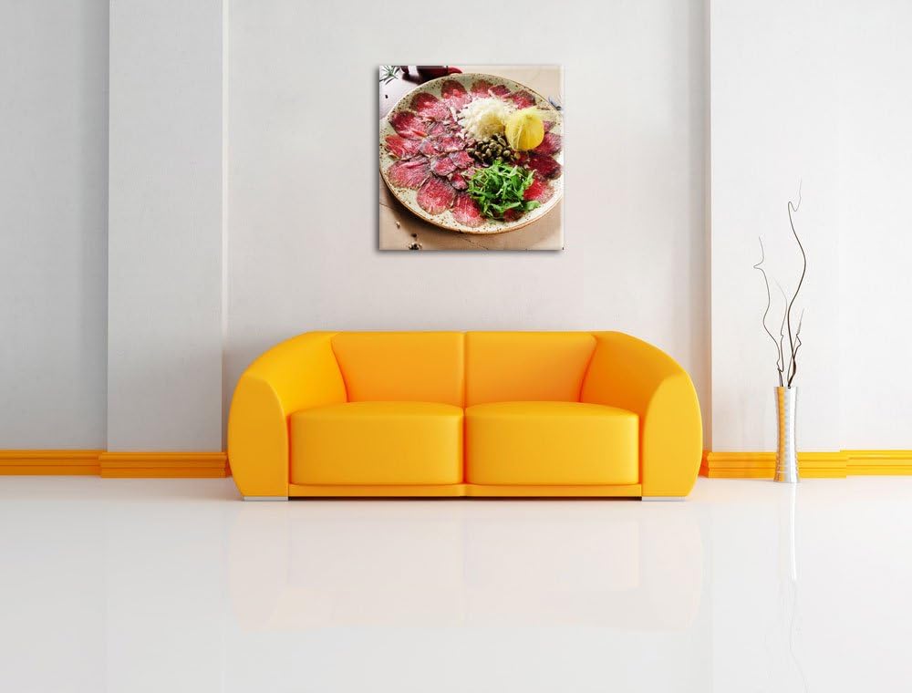 appetitliches Carpaccio, Format: 70x70 auf Leinwand, XXL riesige Bilder fertig gerahmt mit Keilrahme