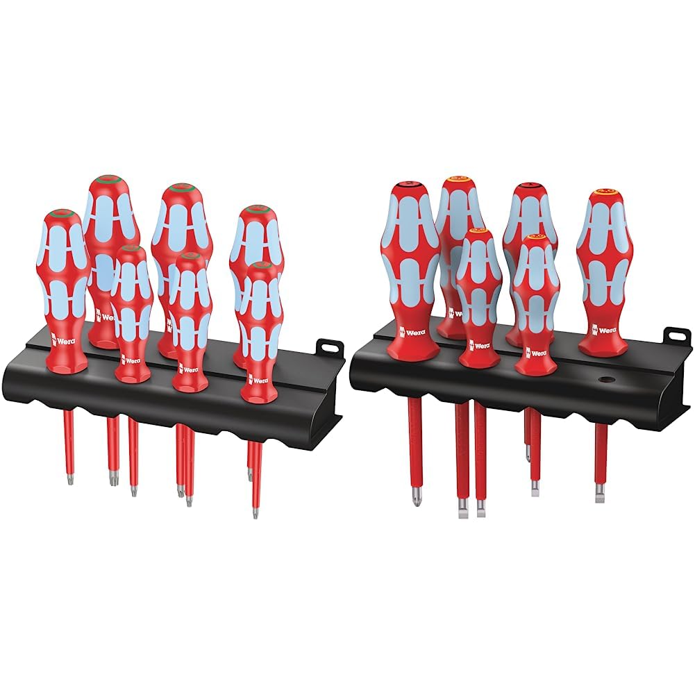 Wera 3167 i/7 VDE-isolierter TORX® Schraubendrehersatz, Edelstahl + Rack, 7-teilig & 3165 i/6 Schrau