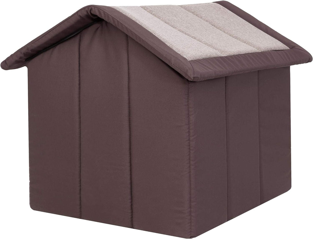 Hundehütte Hundehöhle Hundebett Hundehaus Katzenhöhle mittle L - 52x46 cm Cappuccino mit braun L - 5