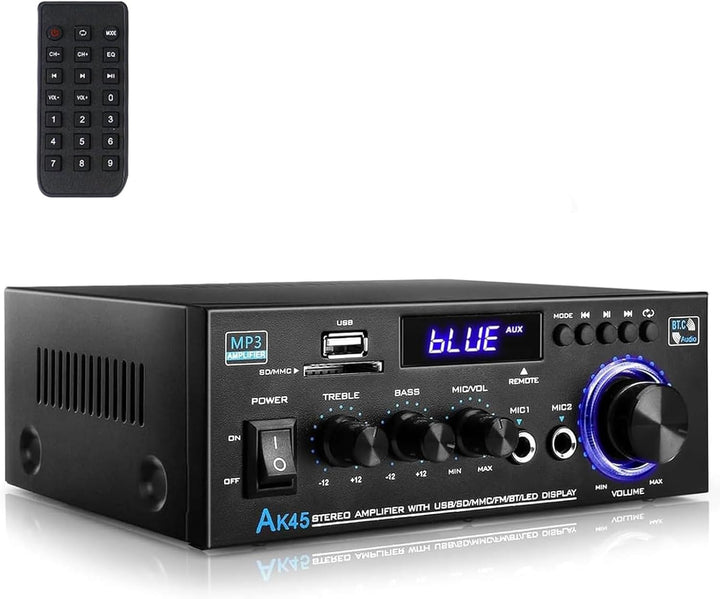 HiFi-Verstärker, Mini Bluetooth Stereo Audio Verstärker Receiver 12V/ 220V 600W 2 Kanäle Endverstärk