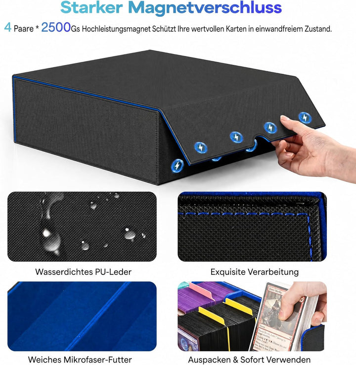 Kartenaufbewahrungsbox für Trading Cards, 2400+ MTG Commander Deck Box mit 24pcs bunten Teilern, Kar