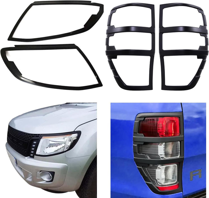 JHCHAN Scheinwerfer und Rücklichtabdeckung für Ford Ranger 2012-2014 Wildtrak XL XLT Limited Tremor