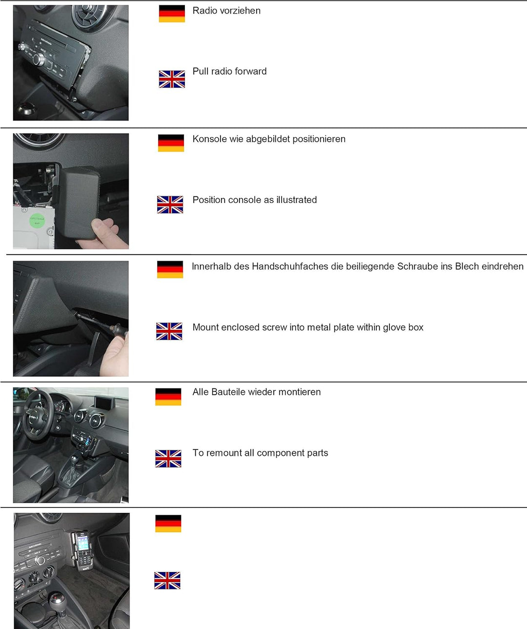 KUDA 093560 Halterung Echtleder schwarz für Audi A1 (Typ 8X) ab 09/2010, 093560