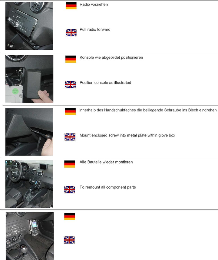 KUDA 093560 Halterung Echtleder schwarz für Audi A1 (Typ 8X) ab 09/2010, 093560